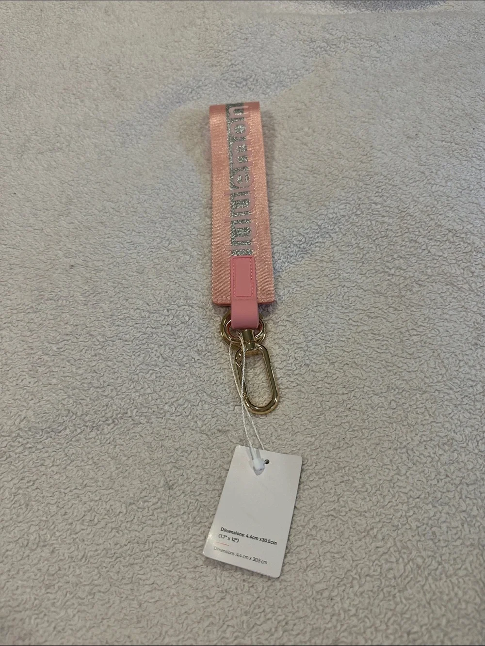 Sold- lululemon athletica Pink Wristlet Key Strap with Gold Hardware